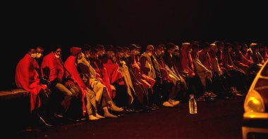 About 80 migrants, who traveled in two boats and who were rescued by Spanish Sea Rescue, arrive at Arrecifes port, in Lanzarote, Canary Islands, Nov. 22, 2021. (EPA Photo)