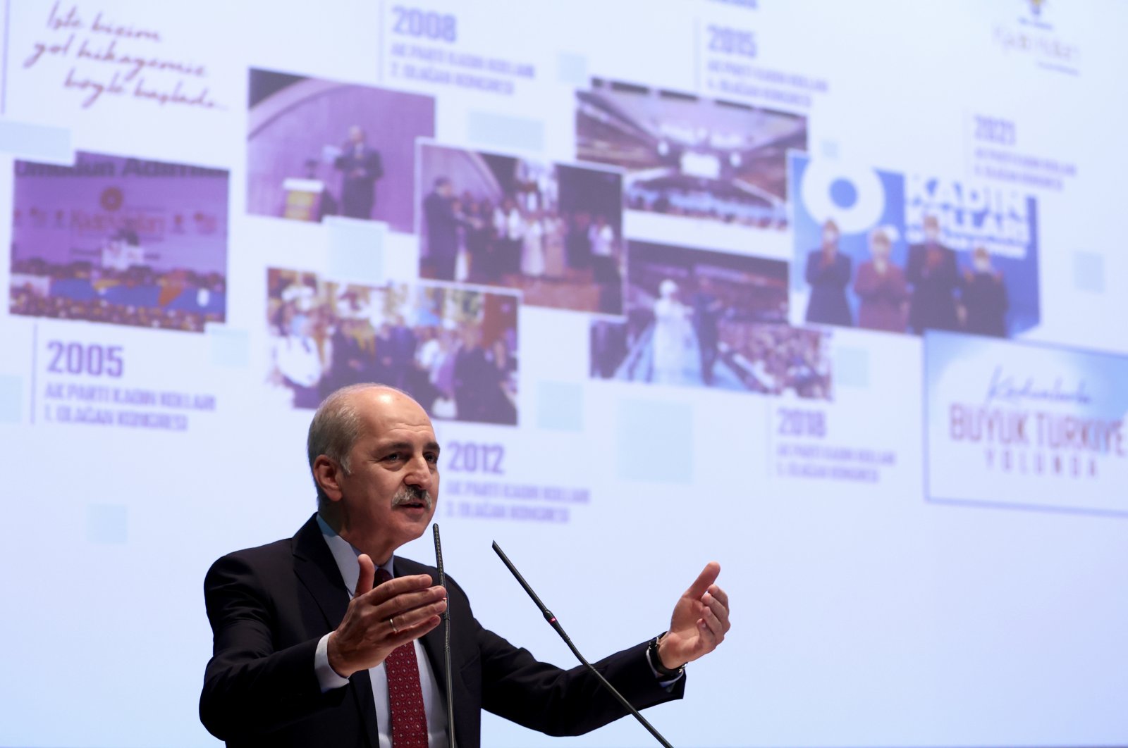 The ruling Justice and Development Party (AK Party) Deputy Chair Numan Kurtulmuş is seen during a speech at an event of his party&#039;s women branch in Ankara, Turkey, Nov. 22, 2021. (AA Photo)