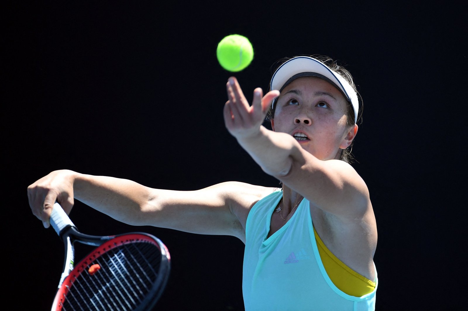 China&#039;s Peng Shuai serving the ball during a practice session ahead of the Australian Open tennis tournament in Melbourne, Australia, Jan. 13, 2019. (Photo by AFP)