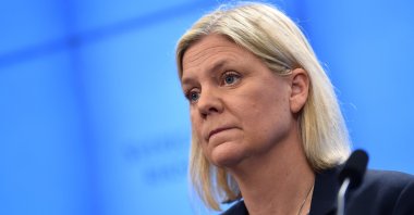 Swedish Social Democratic Party leader and newly appointed Prime Minister Magdalena Andersson during a press conference after the budget vote in the Swedish parliament, Stockholm, Nov. 24 2021. (EPA Photo)
