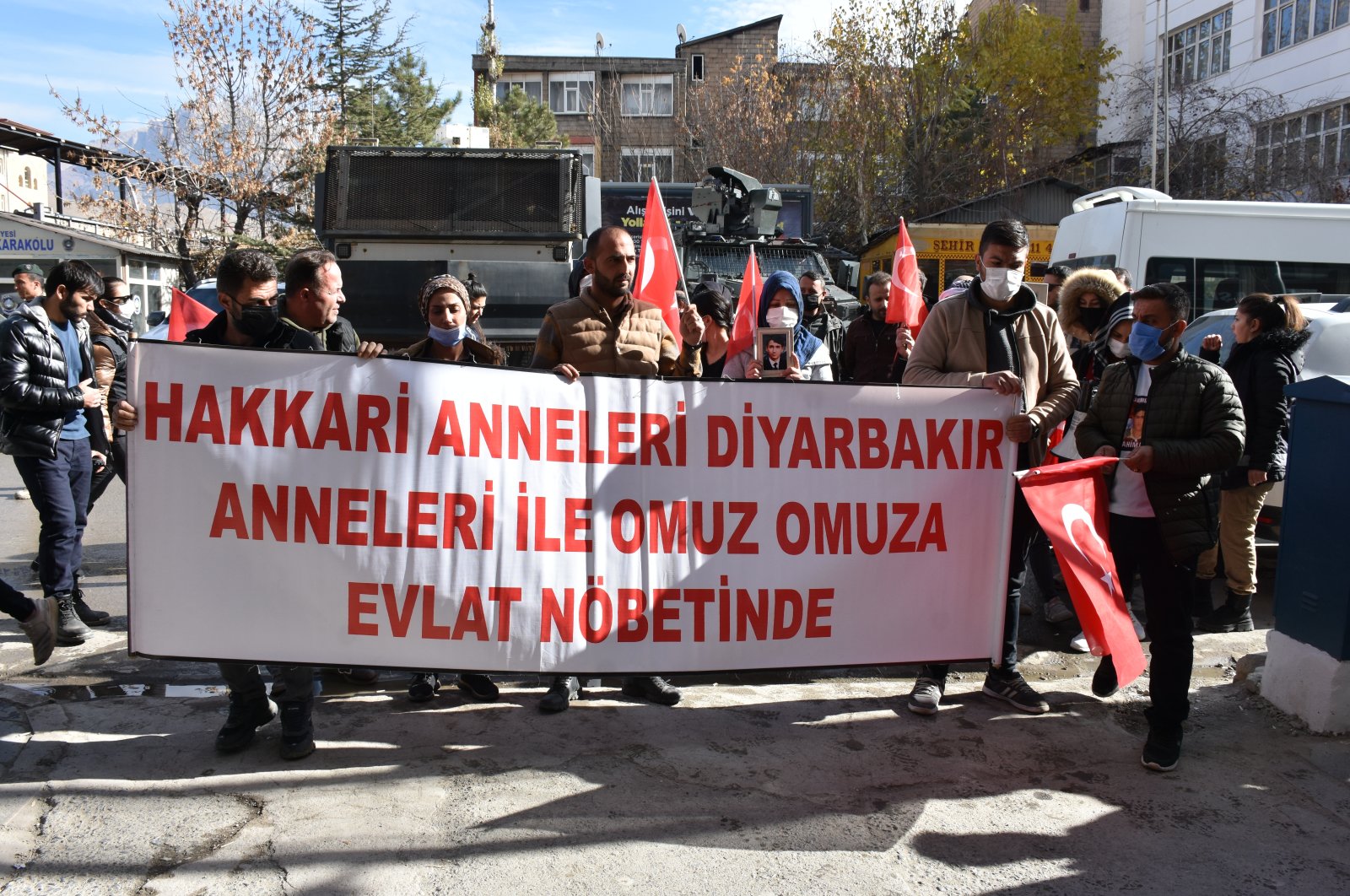 People stage a protest against the PKK terrorist group in Hakkari, southeastern Turkey, Nov. 19, 2021. (AA Photo)