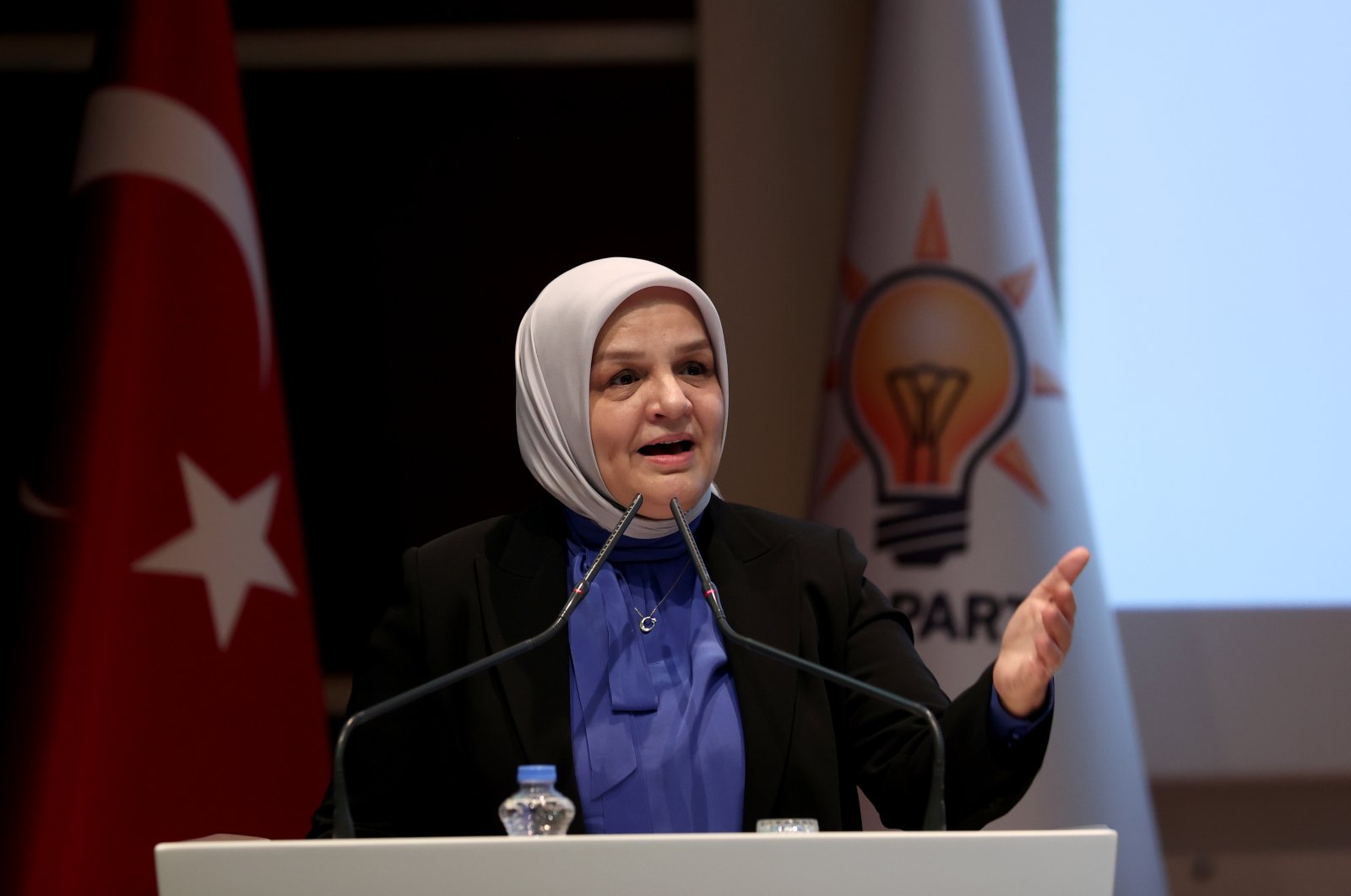 AK Party Düzce Deputy Ayşe Keşir speaks at a meeting of the ruling party in Ankara, Monday, Nov. 22, 2021. (AA Photo)
