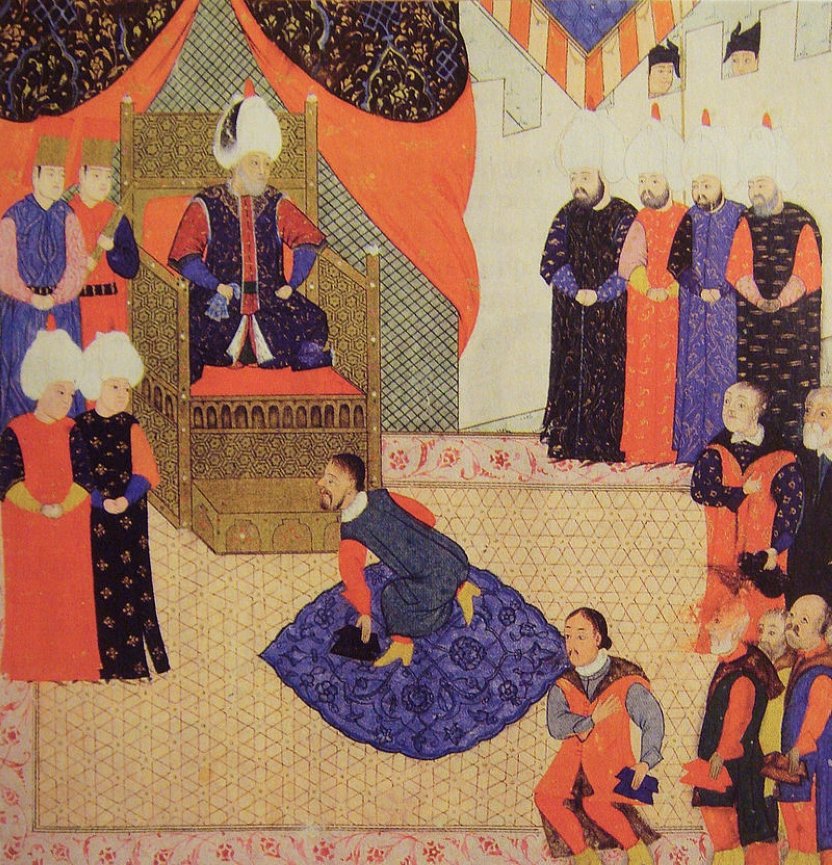 A miniature depicts King John Sigismund of Hungary with Suleiman I in 1556. (Wikimedia)