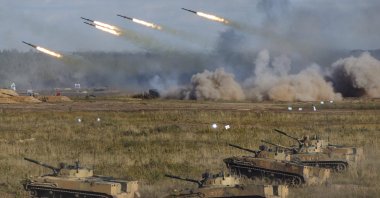 Photo released by Russian Defense Ministry Press Service shows the joint strategic exercise of the armed forces of the Russian Federation and the Republic of Belarus Zapad-2021 at the Mulino training ground in the Nizhny Novgorod region, Russia, Sept. 11, 2021. (AP Photo)