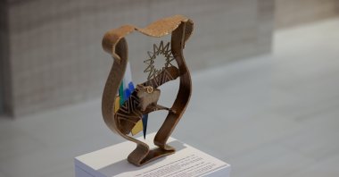 A ceramic work by artist Pınar Güzelgün Hangün on display at the "Beyond Layers" exhibition in Turkish House, New York, the U.S., Nov. 25, 2021. (AA Photo) 