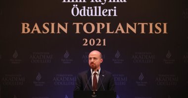 Necmettin Bilal Erdoğan speaks at the press conference for the 2021 awards ceremony in Istanbul, Turkey, Thursday, Nov. 25, 2021. (AA Photo)