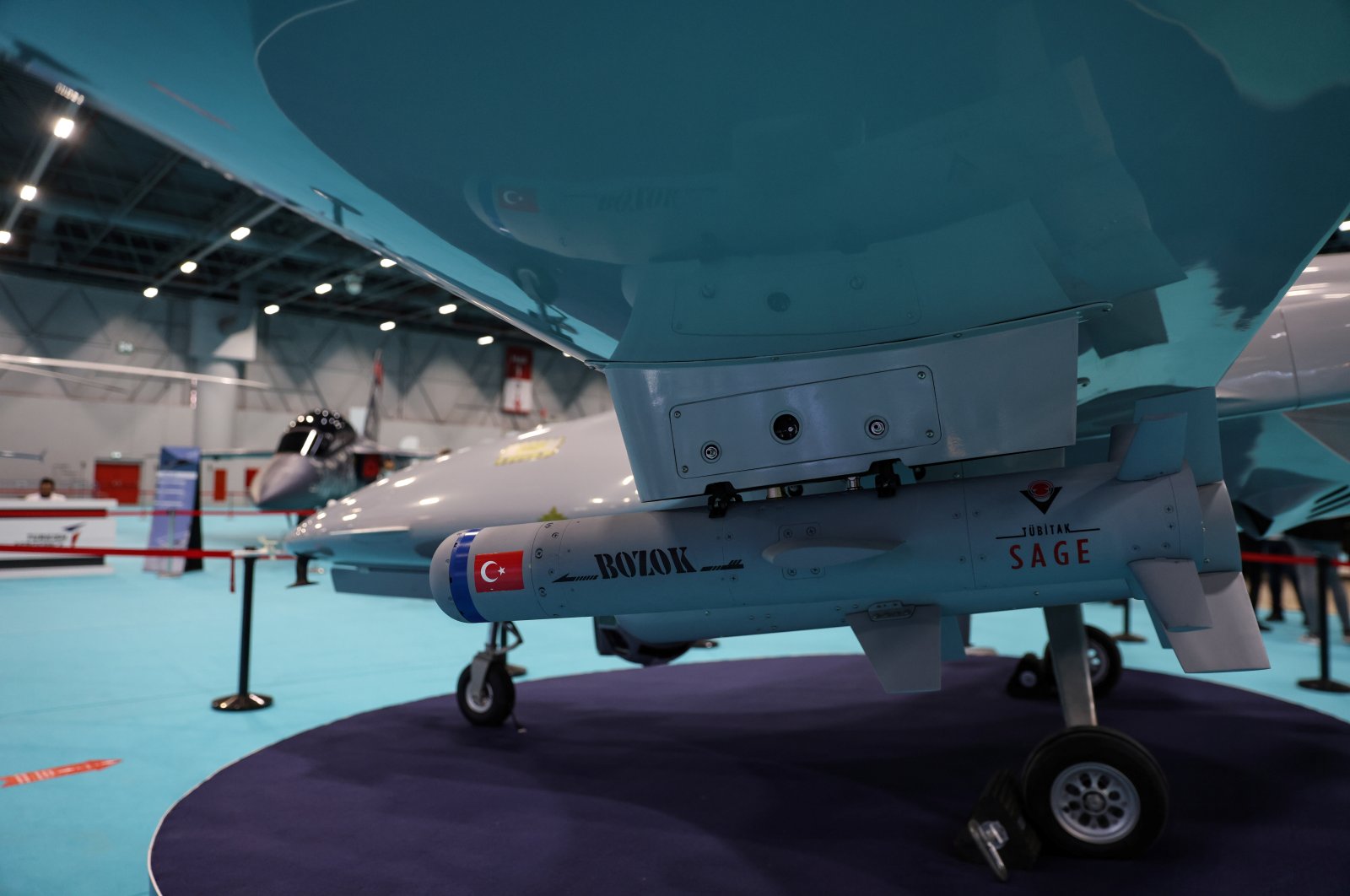 Turkish drone-maker Baykar&#039;s TB2 drone is seen at a stand during the first day of the SAHA EXPO Defence & Aerospace Exhibition in Istanbul, Turkey, Nov. 10, 2021. (Reuters File Photo)