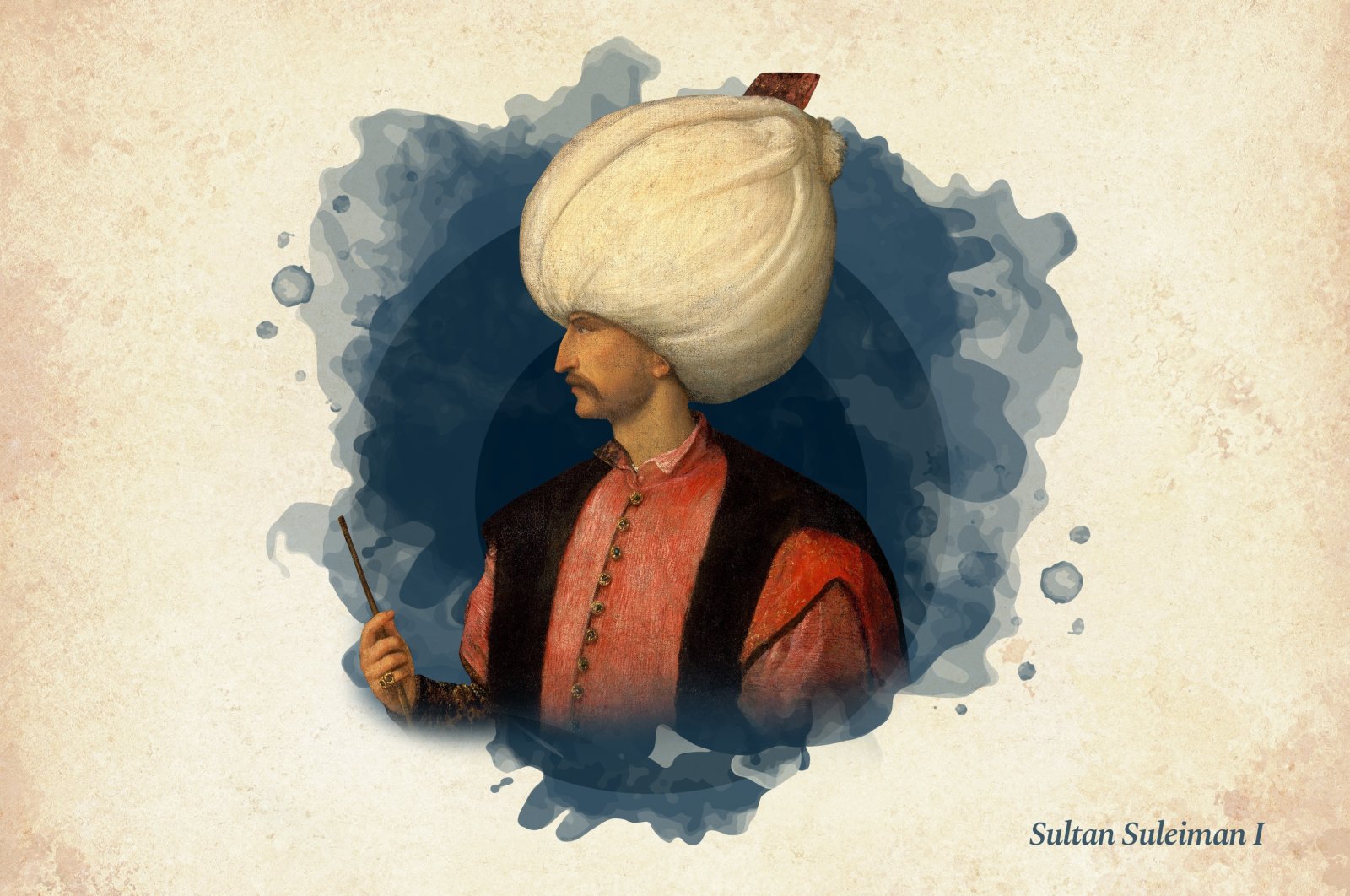 This widely used illustration painted by Italian painter Titian shows Sultan Suleiman, the 10th ruler of the Ottoman Empire. (Wikimedia / edited by Büşra Öztürk)