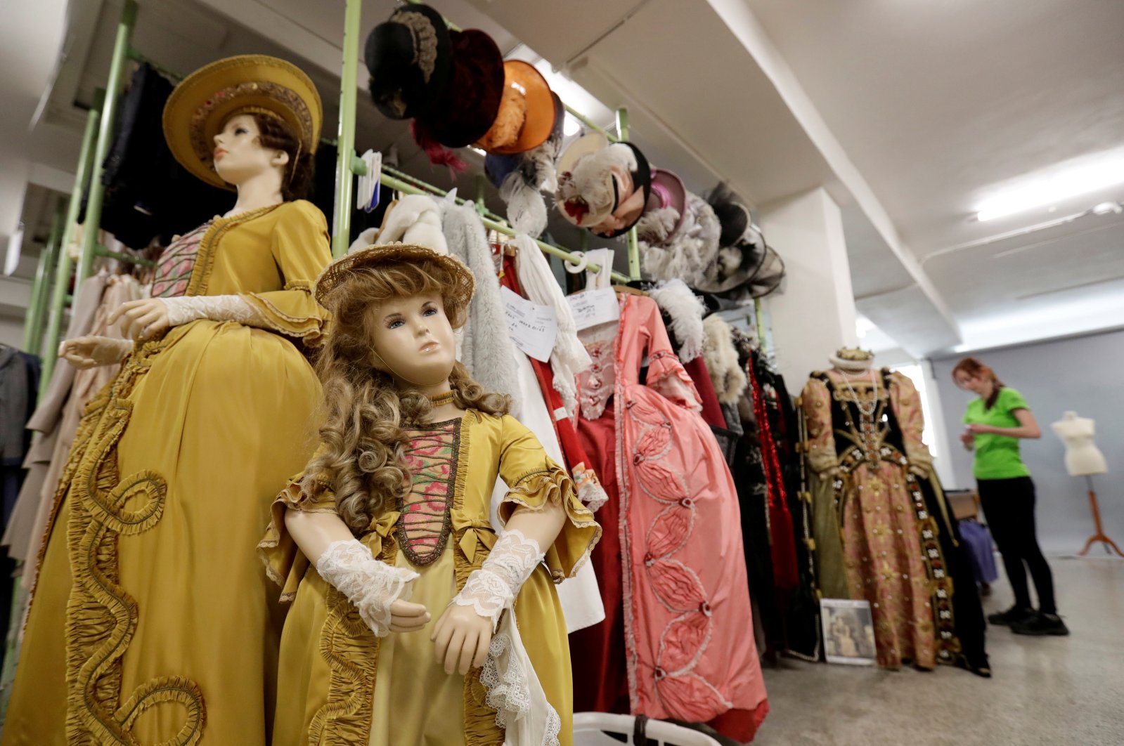 An employee works in a costume and props storage of the Barrandov Studio in Prague, Czech Republic, April 8, 2019. (REUTERS)