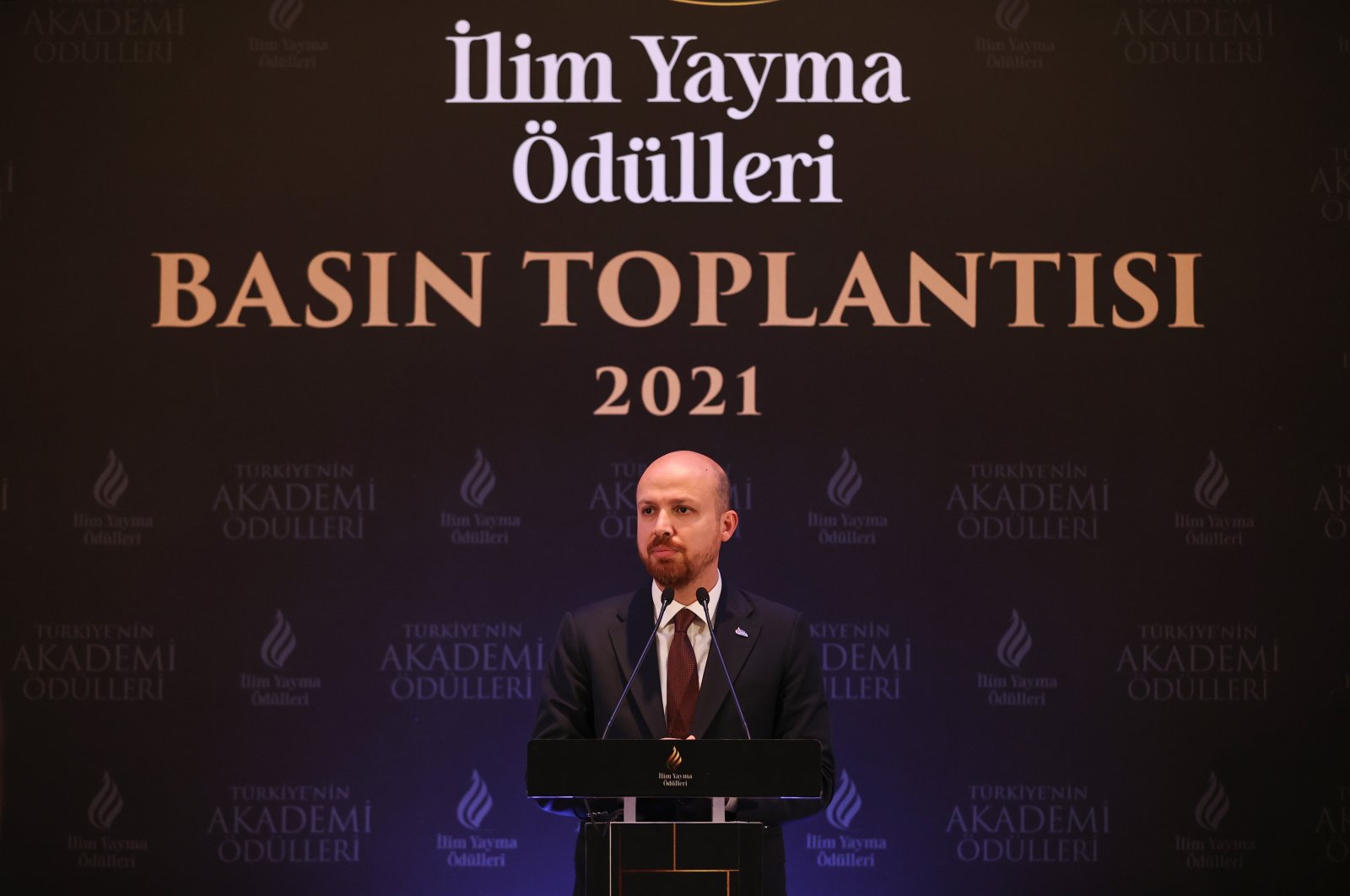 Necmettin Bilal Erdoğan speaks at the press conference for the 2021 awards ceremony in Istanbul, Turkey, Thursday, Nov. 25, 2021. (AA Photo)