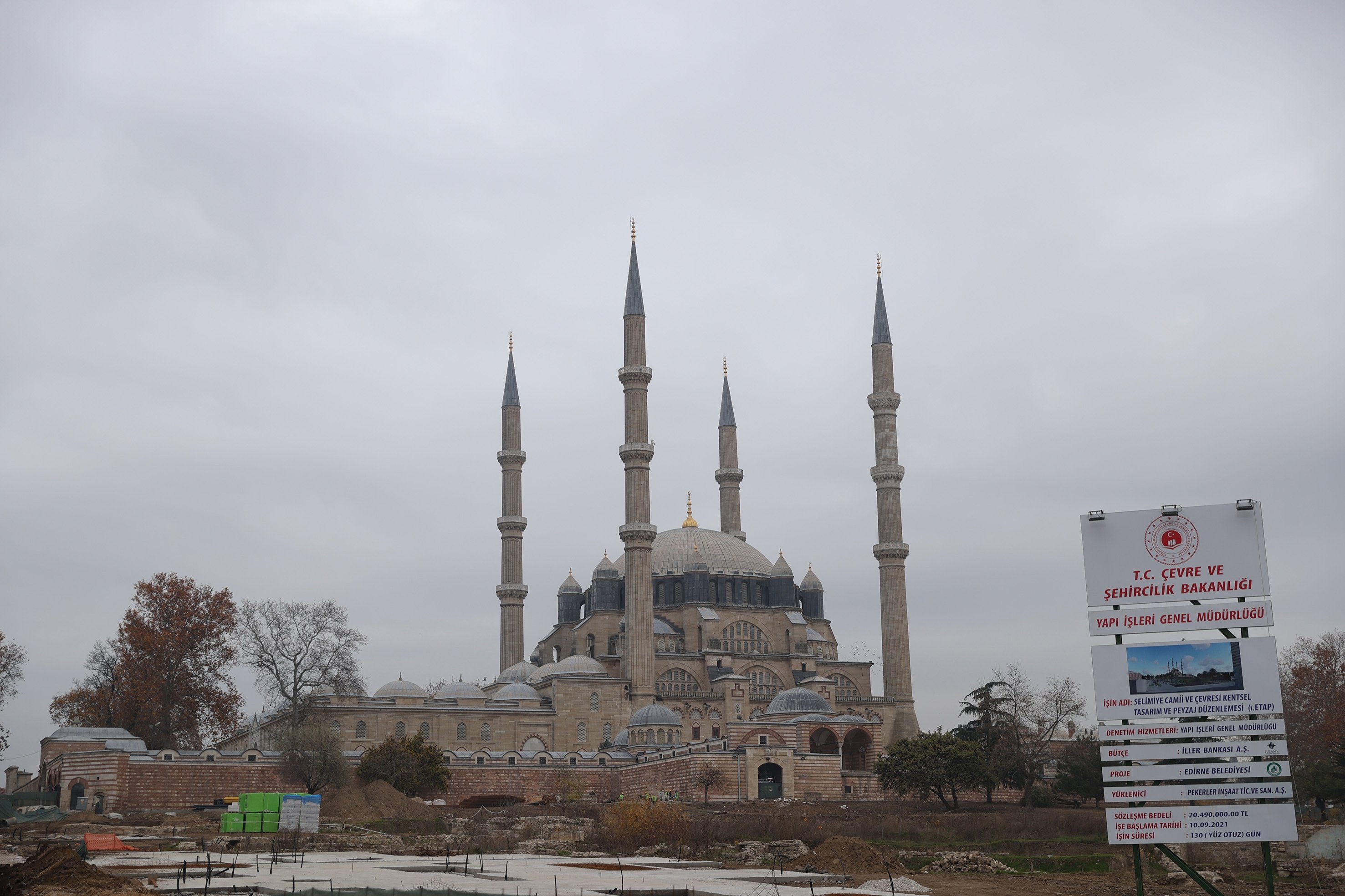 An outside view of the Selimiye Mosque, Edirne, northwestern Turkey, Nov. 26, 2021. (AA Photo)
