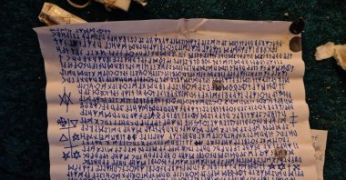 A parchment found at Hagia Sophia Grand Mosque, in Istanbul, Turkey, is seen in this photo published by the Sabah newspaper, Nov. 26, 2021. (Sabah Photo)