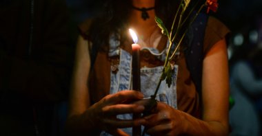 A commemoration ceremony for women who lost their lives as a result of violence was held in on the occasion of the International Day for the Elimination of Violence Against Women, Bogota, Colombia, Nov. 26, 2021. (AA Photo)