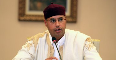Seif al-Islam Gaddafi speaks during a press conference in Tripoli, Libya, Aug. 4, 2010 (re-issued on Nov. 24, 2021). (EPA Photo)