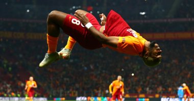 Galatasaray's Ryan Babel celebrates after scoring in a UEFA Europa League match against Olympique Marseille, Istanbul, Turkey, Nov. 25, 2021. (EPA Photo)