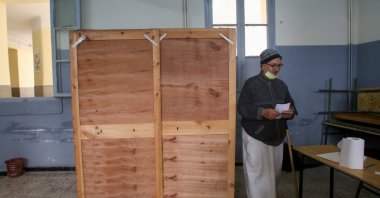 A man in a polling station waiting to cast his vote during the local elections, in Algiers, Algeria, Nov. 27, 2021. (Reuters Photo)