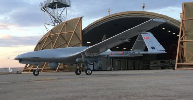 Turkish-made unmanned combat aerial vehicle (UCAV), Bayraktar TB2, is seen in this photo, Nov. 26, 2018 (AA Photo)