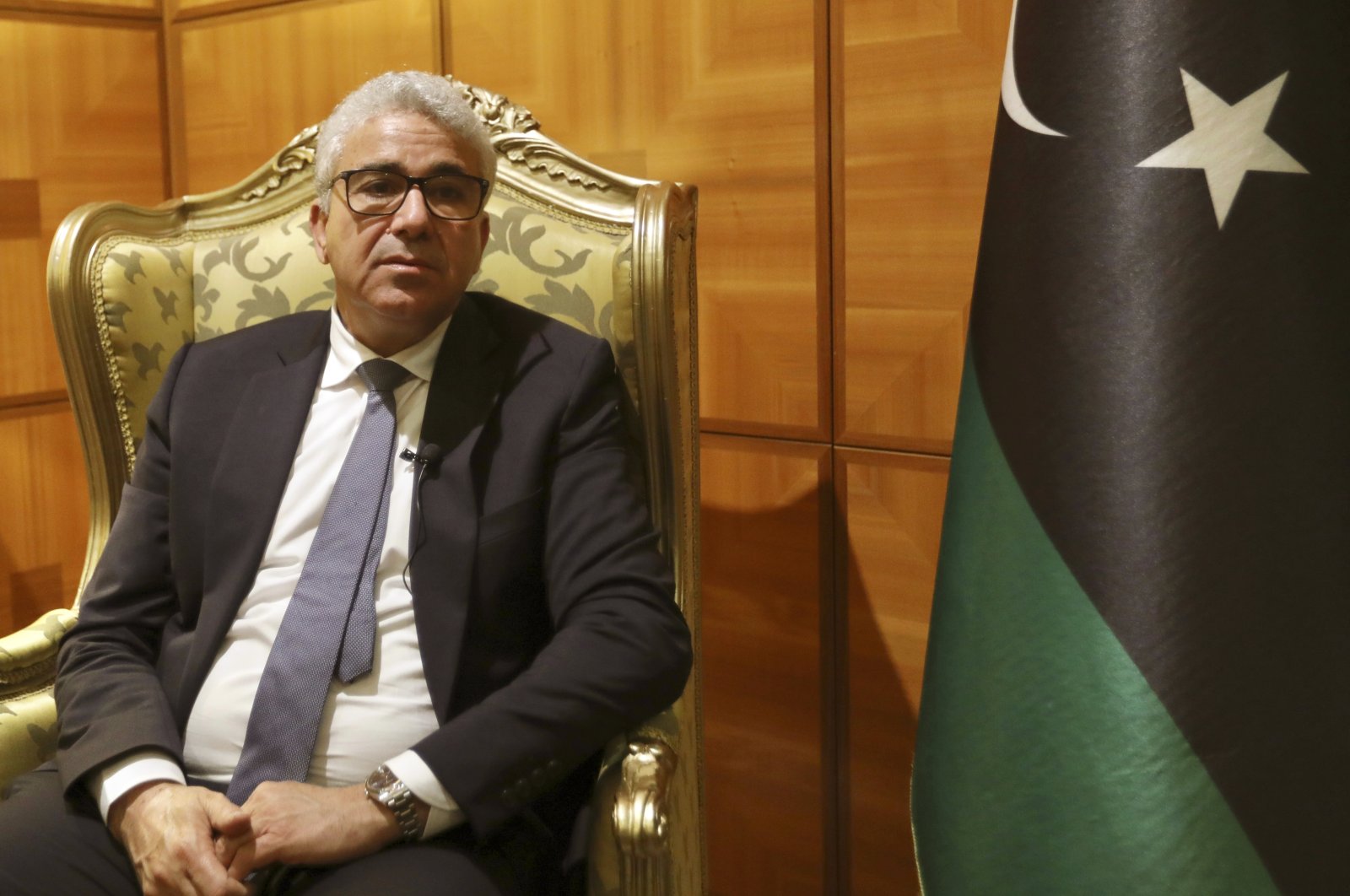 Fathi Bashagha, then Libya&#039;s U.N.-supported government&#039;s interior minister is interviewed, in Tripoli Libya, Jan. 6, 2021. (AP File Photo)