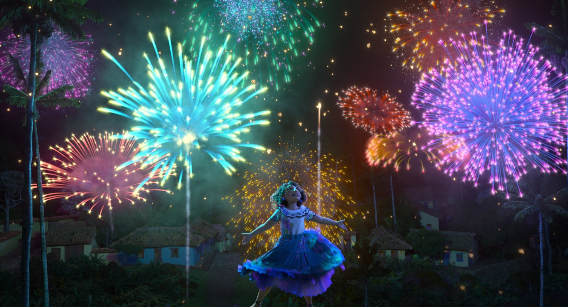 This image released by Disney shows Mirabel, voiced by Stephanie Beatriz, in a scene from the animated film 