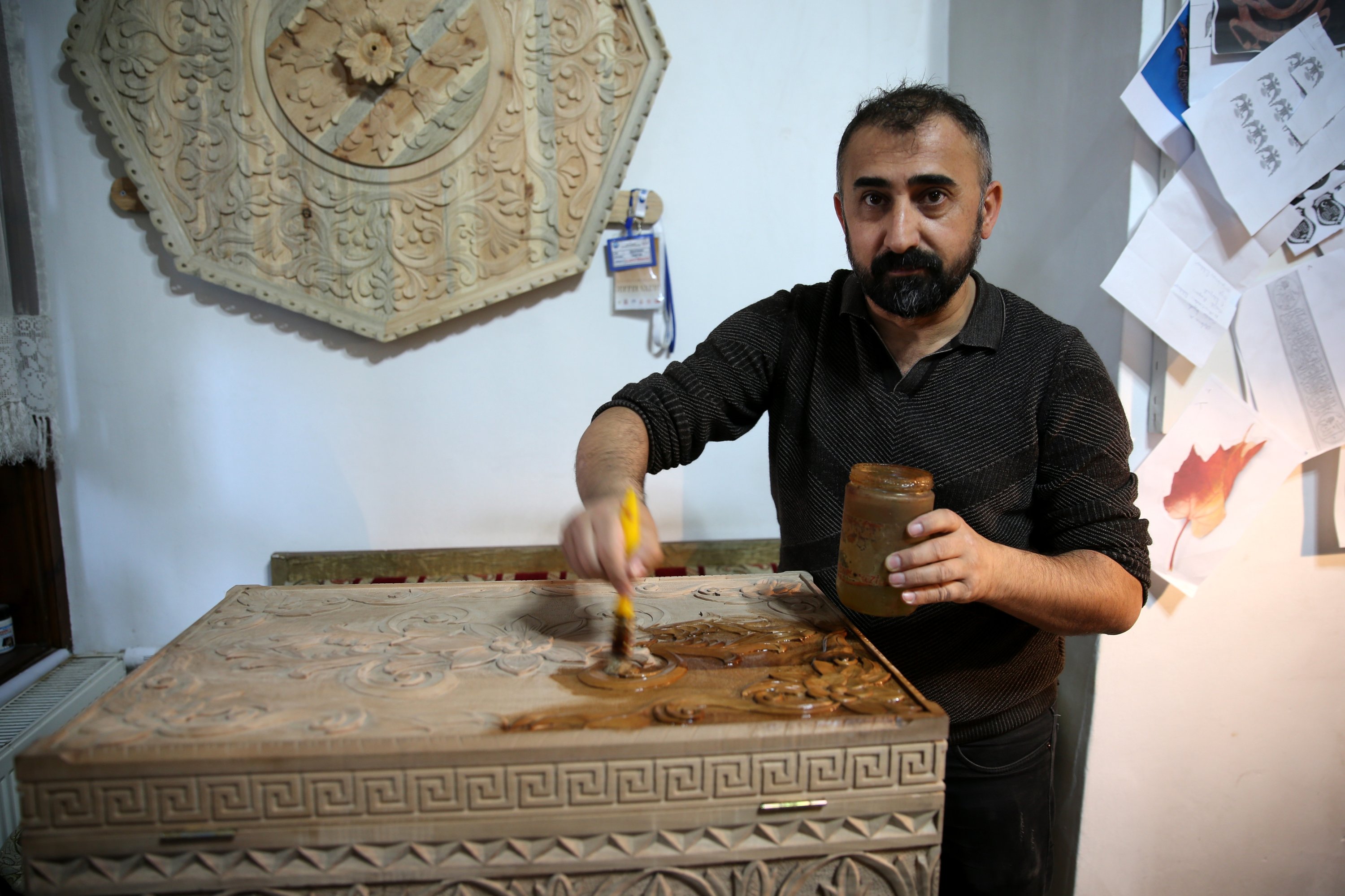 Master craftsperson Süleyman Daştan at work, Sivas, central Turkey, Nov. 18, 2021 (AA Photo)