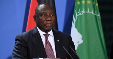 South African President Cyril Ramaphosa addresses a press conference after the G-20 Compact with Africa conference at the Chancellery in Berlin, Germany, Aug. 27, 2021. (Reuters Photo)