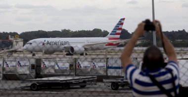 An American Airlines flight that took off from Miami sits on the tarmac at the Jose Marti International Airport in Havana, Cuba, Monday, Nov. 15, 2021. (AP File Photo)