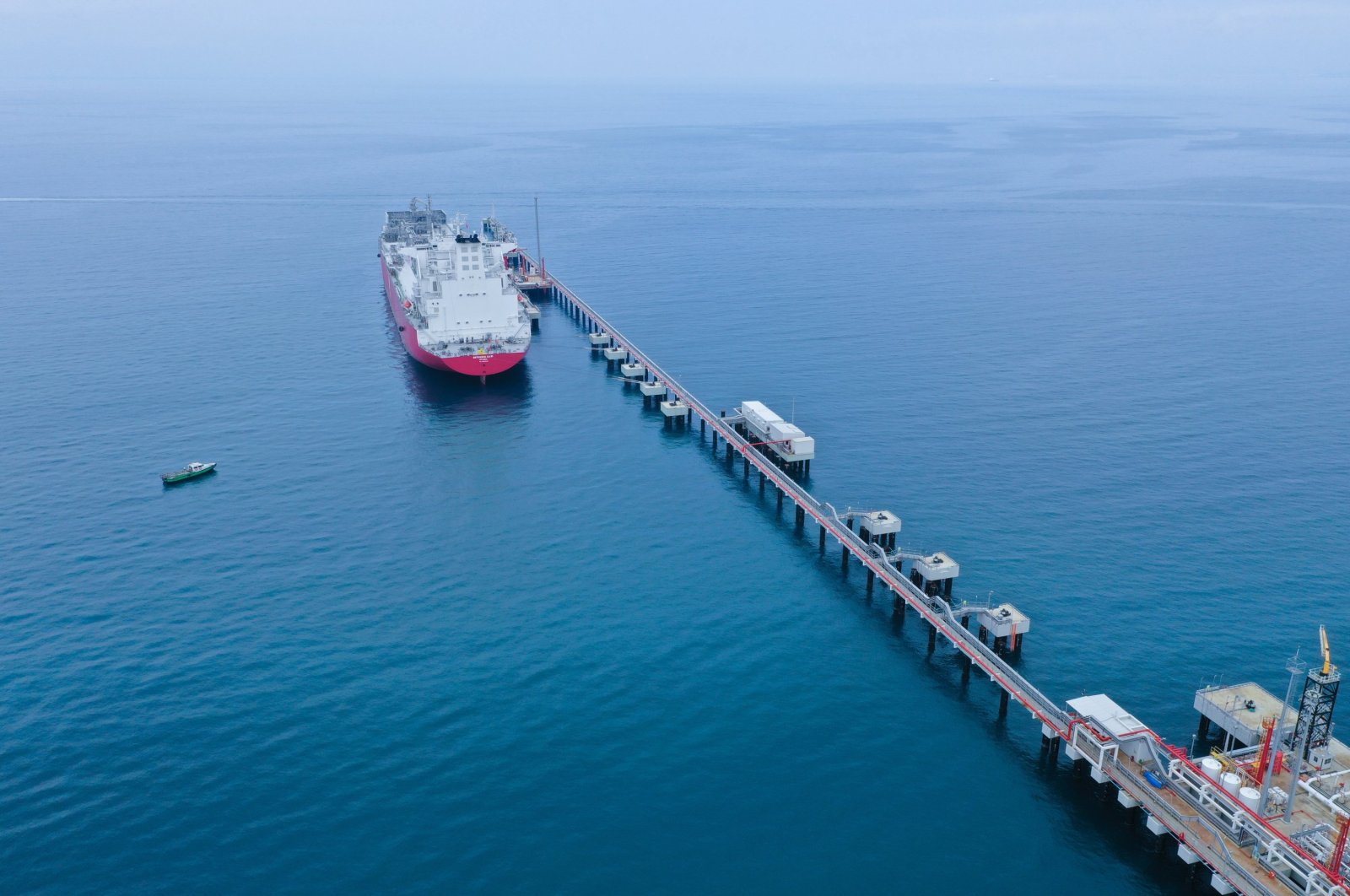 Turkey’s first floating storage and regasification unit (FSRU) Ertuğrul Gazi is seen at the port in Dörtyol, Hatay province, Turkey, June 24, 2021. (AA Photo)
