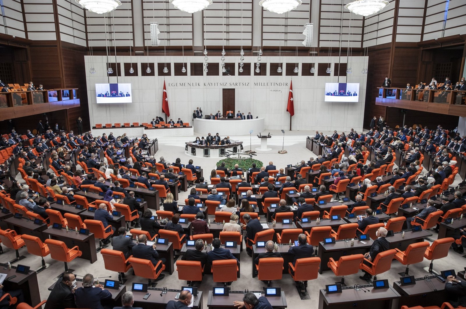 The Turkish Grand National Assembly (TBMM) convenes for the opening ceremony of the fifth legislative year of its 27th term, the capital Ankara, Turkey, Oct. 1, 2021. (AA Photo)