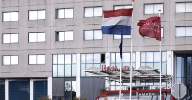 This photograph taken near Schiphol airport shows the Ramada Hotel where Dutch authorities have isolated 61 passengers who tested positive after arriving on two flights from South Africa, Badhoevedorp, Netherlands, Nov. 29, 2021. (AFP Photo)