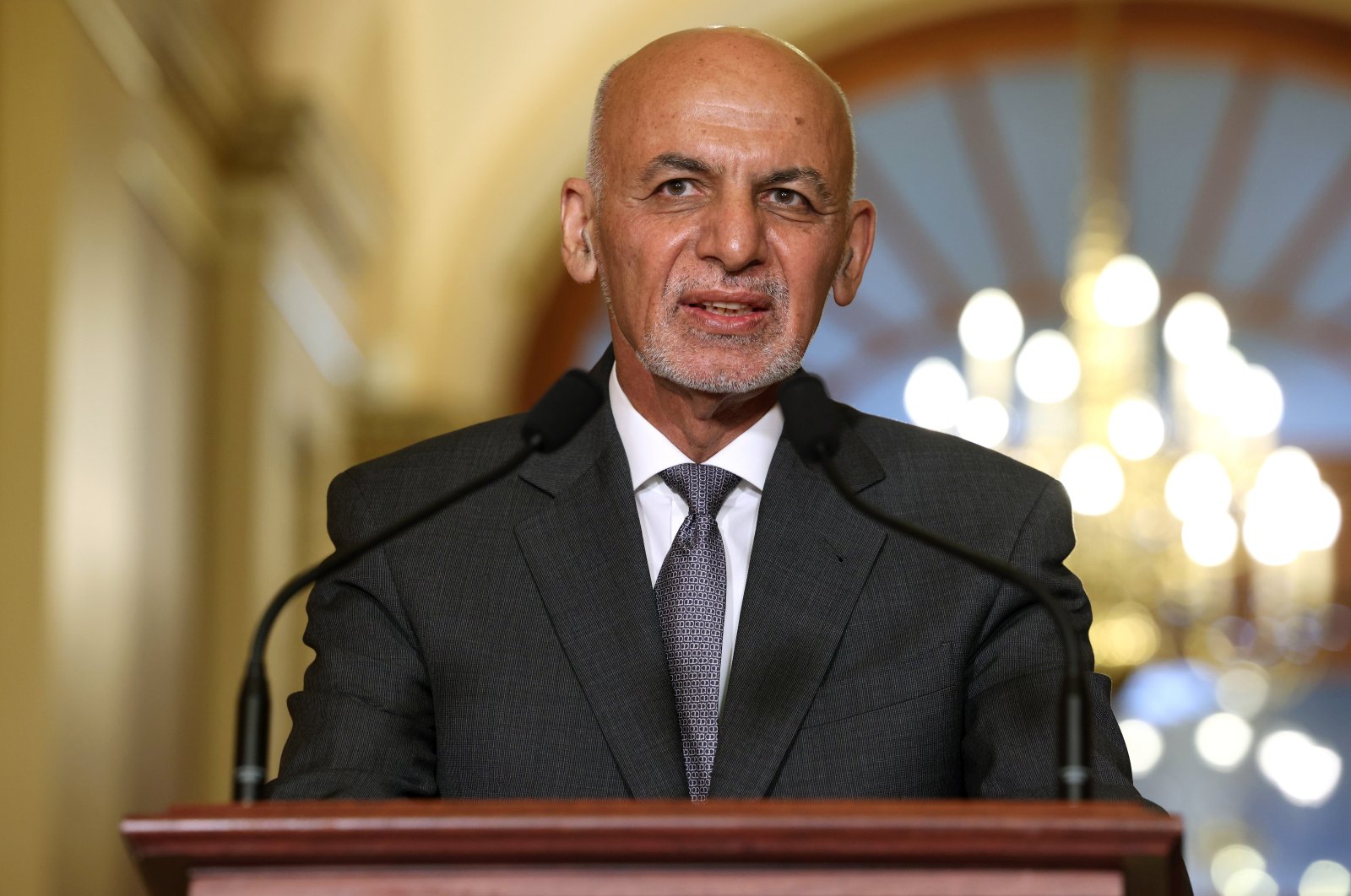 Former President of Afghanistan Ashraf Ghani speaks to reporters at the U.S. Capitol in Washington, D.C., June 25, 2021. (Getty Images)