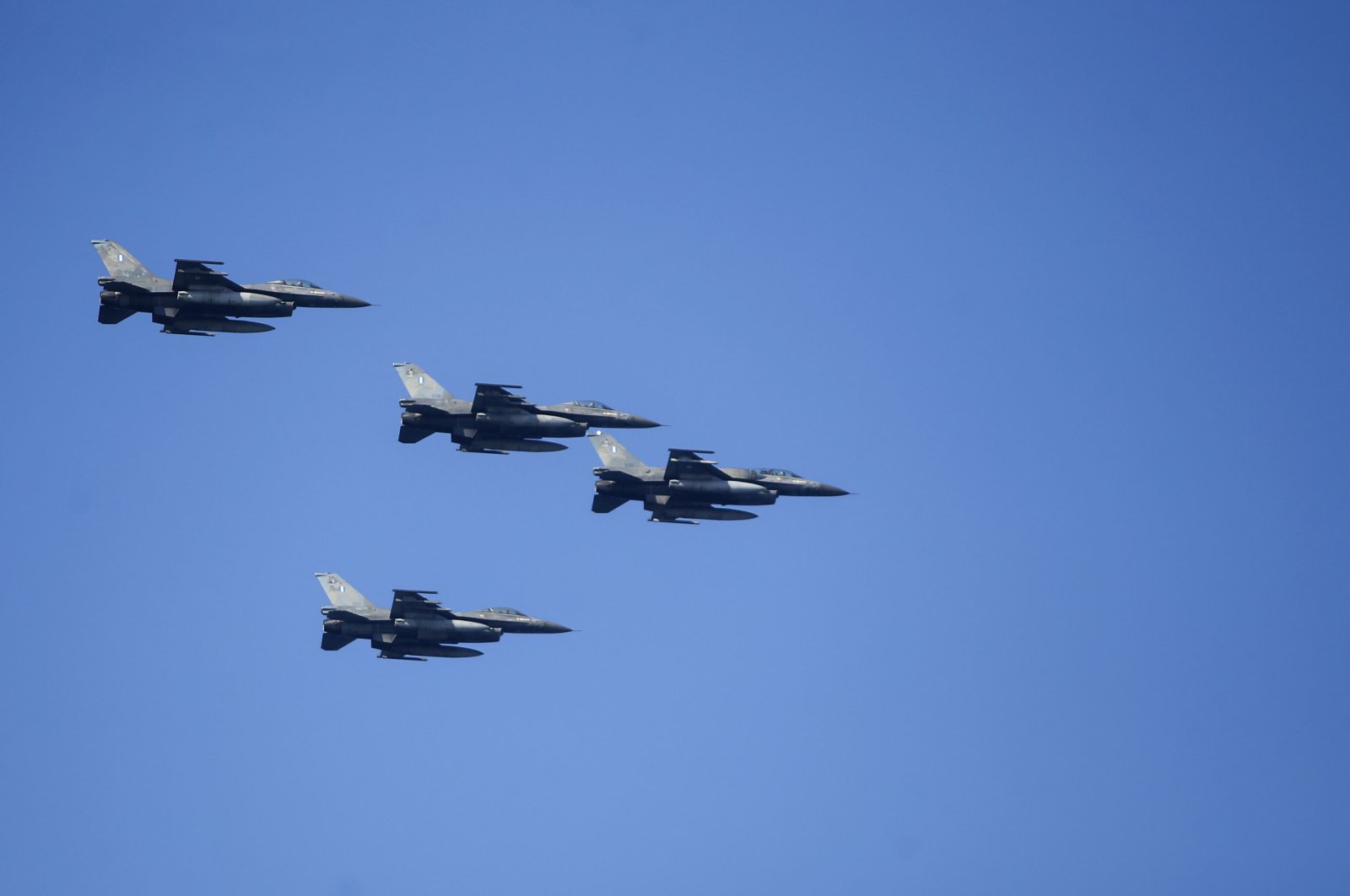 Greek F-16s take part in their annual military parade at the port city of Thessaloniki, northern Greece, Oct. 28, 2021. (AP File Photo)