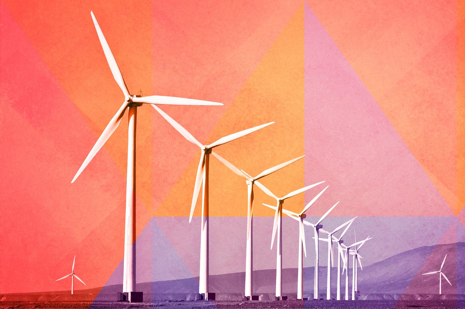 A photo illustration by Daily Sabah&#039;s Büşra Öztürk shows wind turbines. 