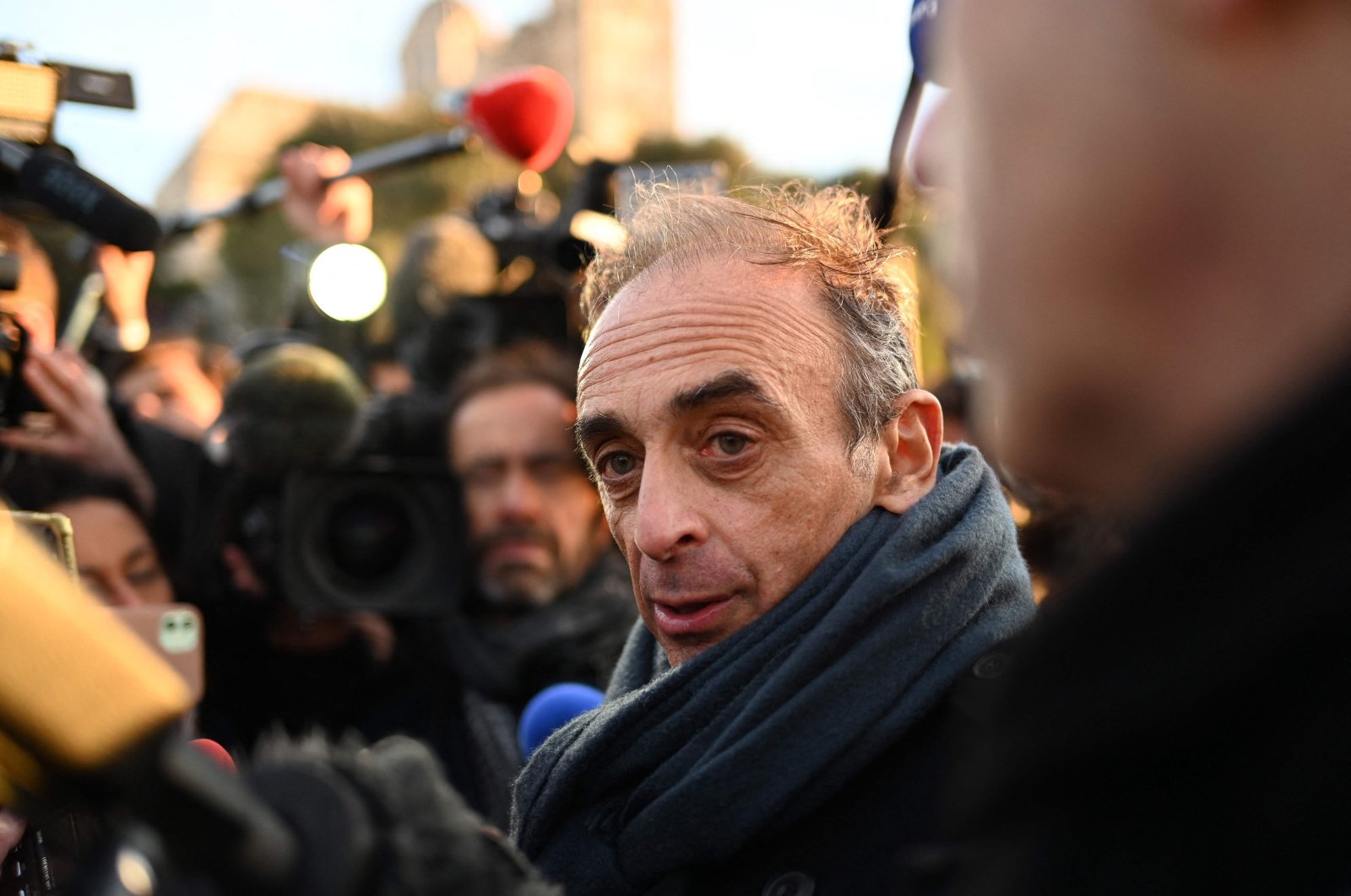 French far-right media pundit Eric Zemmour (C) gives a press conference at Notre Dame de La Garde in Marseille, southern France, Nov. 26, 2021. (AFP Photo)