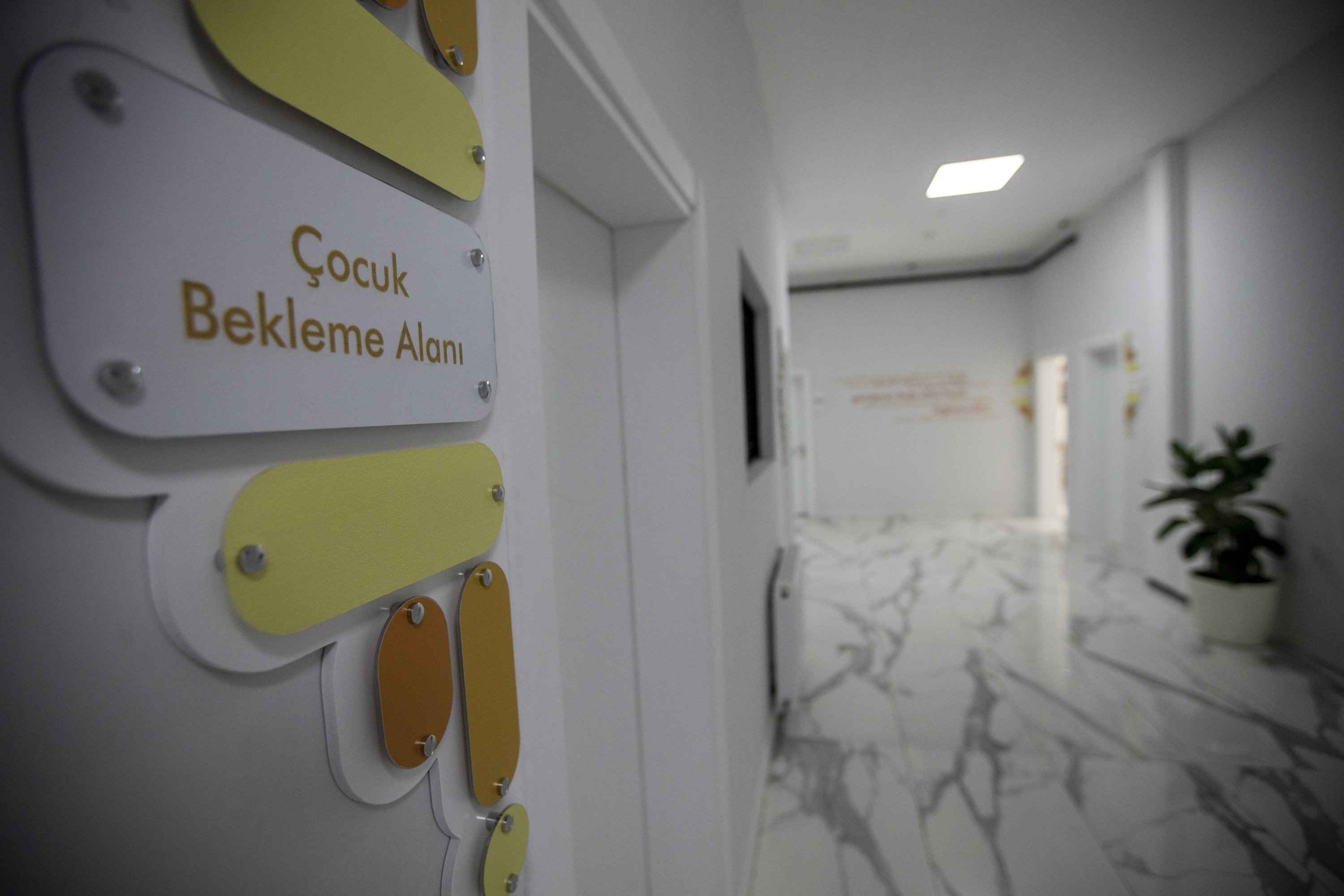 The "Children's Waiting Room" sign can be seen at the Juvenile Justice Center (ÇAM) in Erzurum, Turkey, Dec. 1, 2021. (AA Photo)