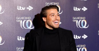 Kem Çetinay attends the press launch for the upcoming series of Dancing On Ice at the Natural History Museum in Kensington, London, Dec. 18, 2018. (Getty Images) 