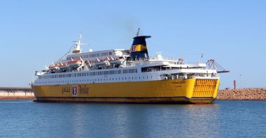 A ship sails from the Libyan northwestern port city of Misrata, Libya, Dec. 1, 2021. (AFP Photo)