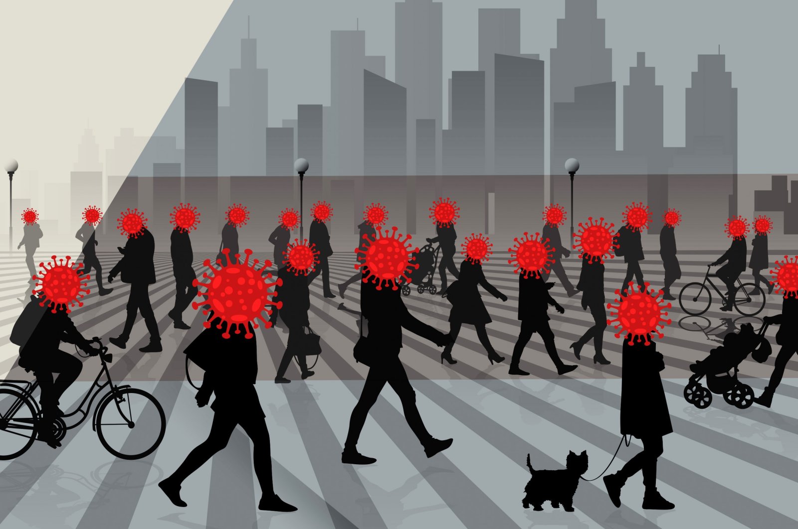 A photo illustration by Daily Sabah&#039;s Büşra Öztürk makes reference to the spread of the new coronavirus variant, omicron, throughout societies.