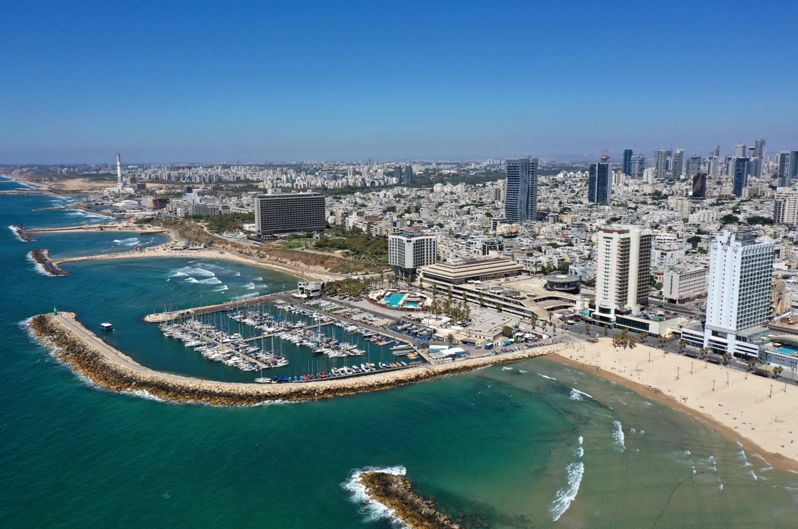 Skyline view of Israel&#039;s Mediterranean city of Tel Aviv, Israel, May 18, 2021 (AFP Photo)