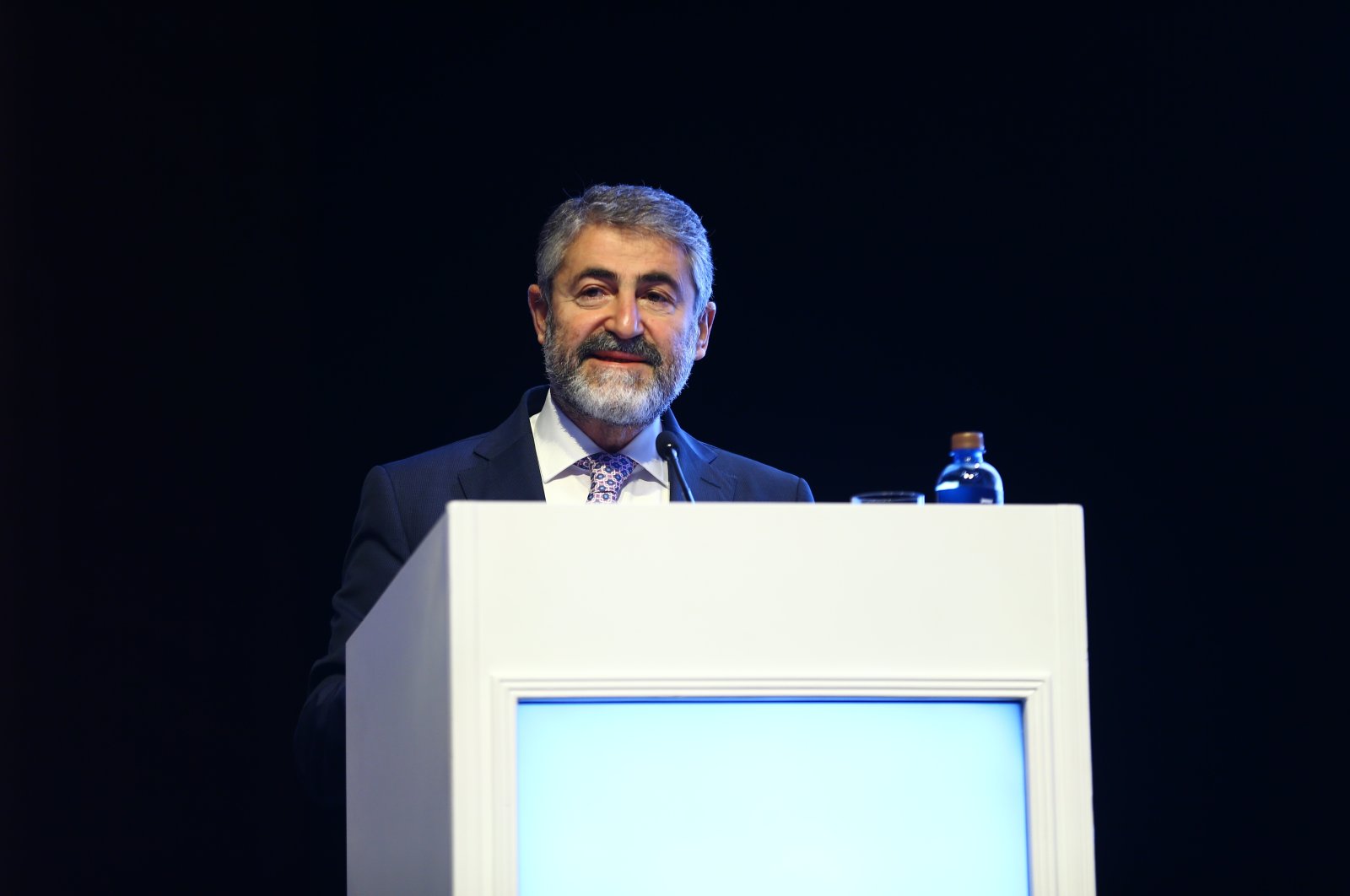 Nureddin Nebati speaks at the Independent Industrialists and Businesspersons Association (MÜSIAD) meeting in Baku, Azerbaijan in this undated file photo. (AA File Photo)