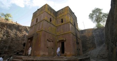 A view of the monolithic rock-cut Church of Saint George, also known as Bete Giyorgis, in Lalibela, Amhara Region, Ethiopia, Oct. 30, 2018. (AA Photo)
