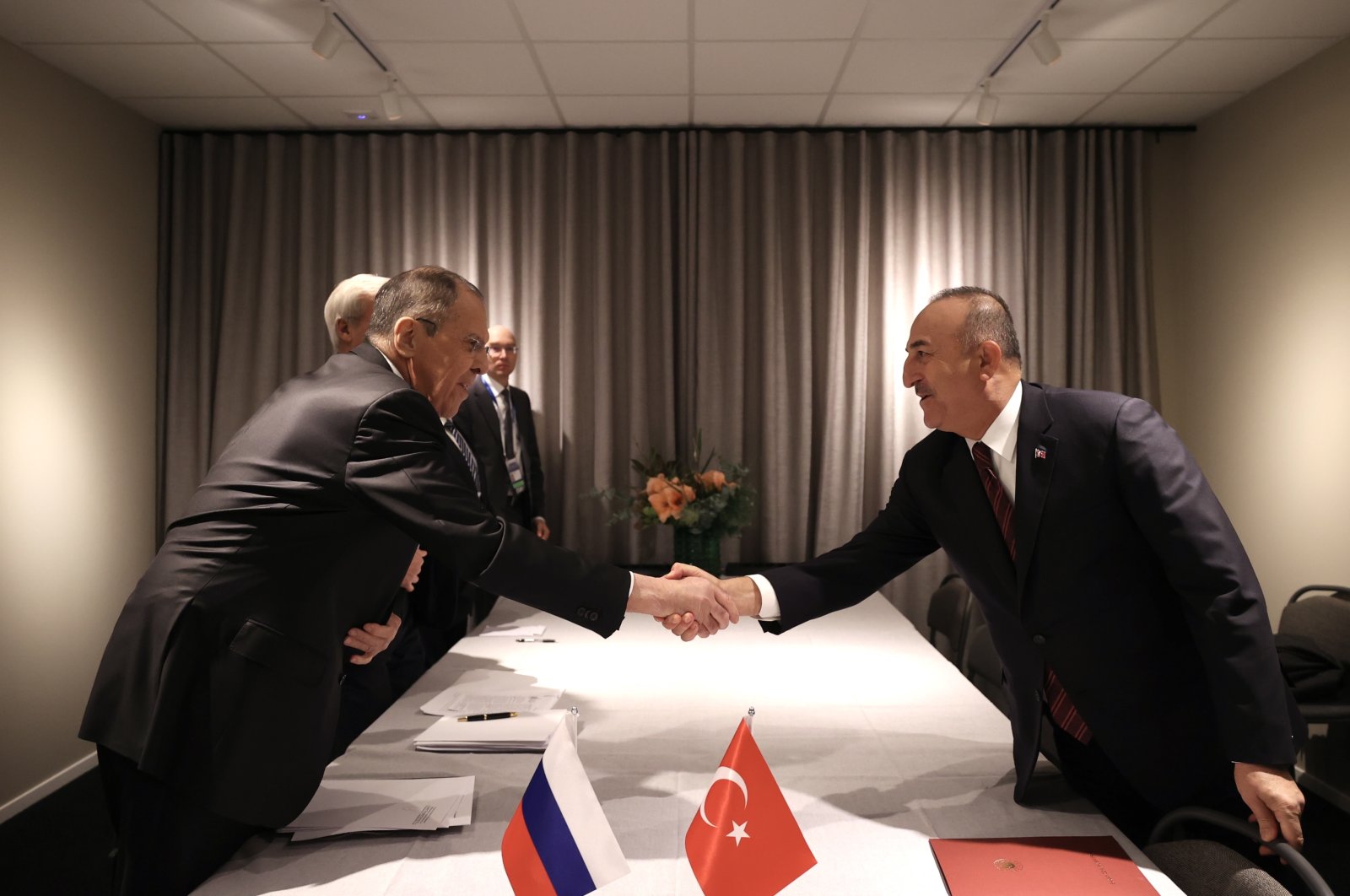 Foreign Minister Mevlüt Çavuşoğlu met Russian counterpart Sergey Lavrov in Stockholm, Sweden, Dec. 2, 2021 (AA Photo)
