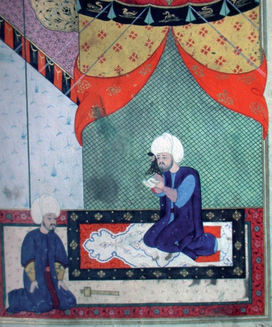 A miniature shows Sokollu Mehmed Pasha (R) and Ottoman official Feridun Ahmet Bey.  (Wikimedia)