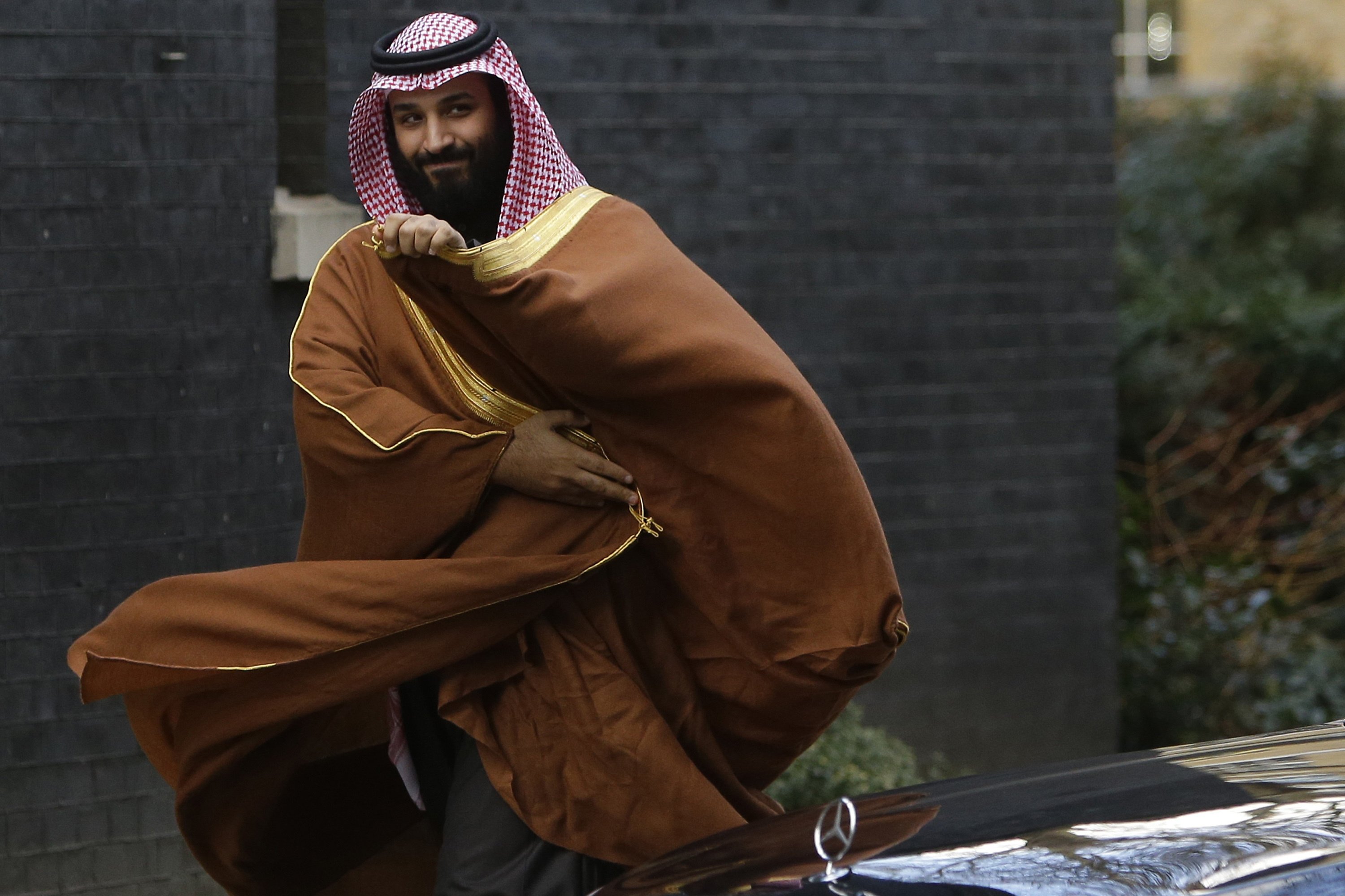 In this March 7, 2018, file photo, Saudi Arabian Crown Prince Mohammed bin Salman arrives to meet Prime Minister Theresa May outsıde in London. (AP)