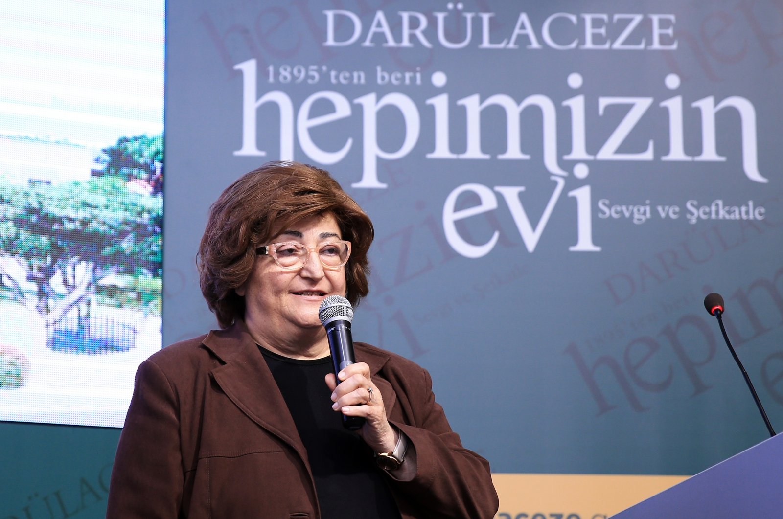 Güldal Akşit speaks at an event in Istanbul, Turkey, April 13, 2019. (AA Photo)