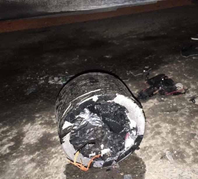 A hand-made explosive device planted under the car of a police officer has been destroyed in a controlled manner, in Nusaybin district of Mardin, Turkey, Dec. 4, 2021. (DHA Photo)