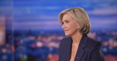 France's right-wing opposition party's candidate for the 2022 presidential election Valerie Pecresse attends the evening news broadcast of a French TV channel, Paris, France, Dec. 4, 2021. (AFP Photo)