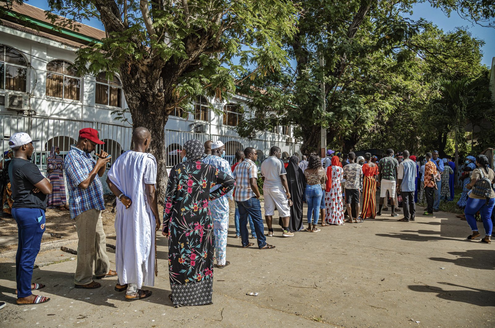 Gambians line up to cast their ballots in the presidential elections in Banjul, Gambia, Dec. 4, 2021. (Photo by EPA) 