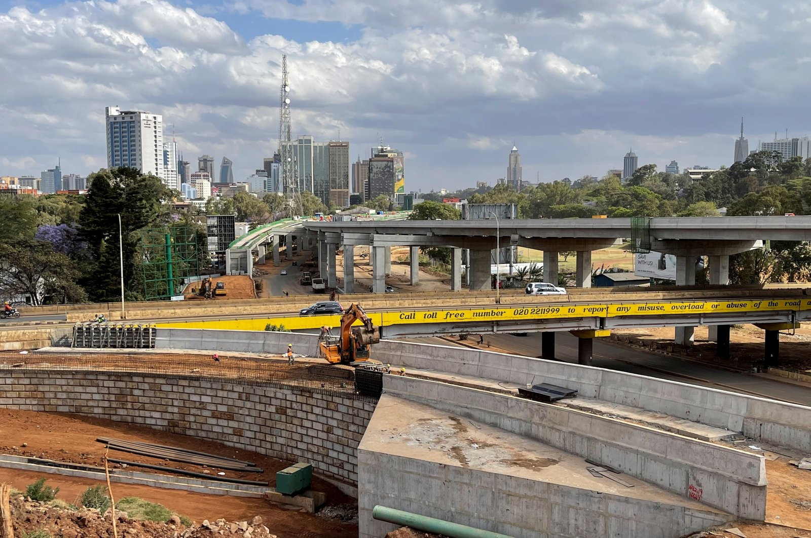 A general view shows part of a construction site of the Nairobi Expressway, along Uhuru Highway in Nairobi, Kenya, Oct. 17, 2021. (Reuters Photo)