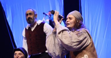 Actors perform the play "Moby Dick," based on Herman Melville's 1851 novel, at Istanbul City Theaters, in Istanbul, Turkey, Sept. 28, 2021. (Photo by Istanbul Municipal Theaters)