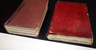 The covers of the historical Qurans found in a high school library in Zile district, Tokat province, Turkey, Dec. 3, 2021. (AA Photo)